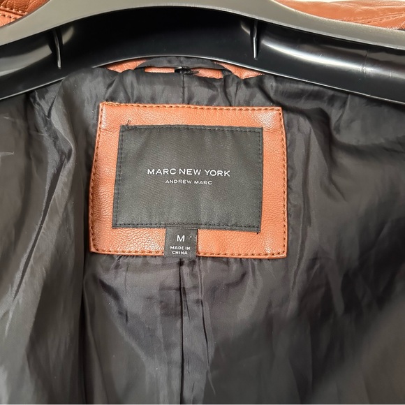 Marc New York Andrew Marc Women Brown Faux Vegan Leather Jacket Size M - Picture 6 of 12